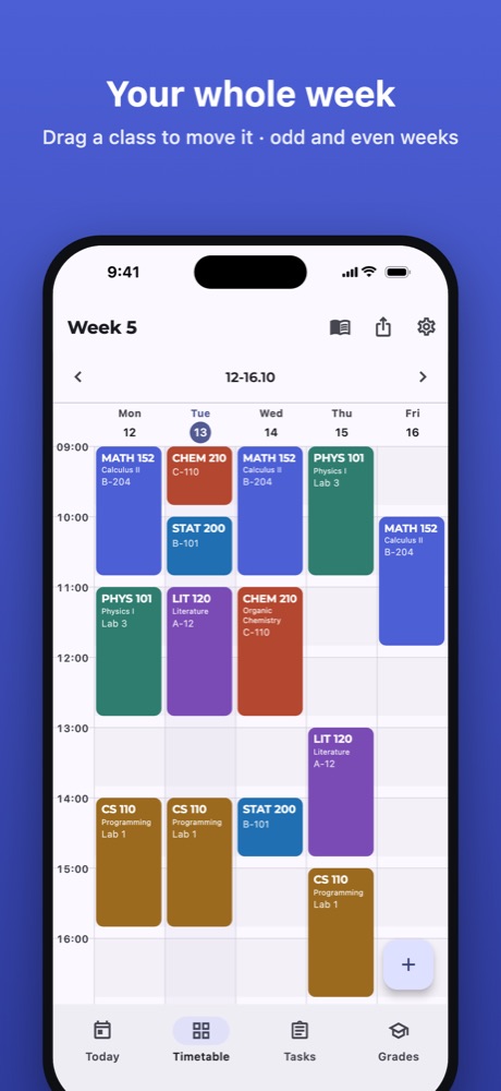 The weekly timetable